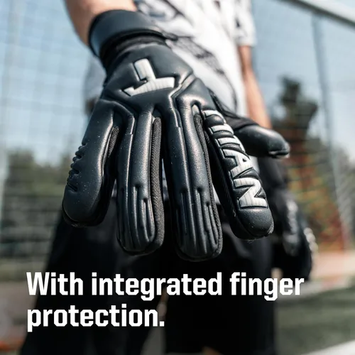 Miniatura 2 de T1TAN Guantes de portero profesional leyenda, protección de dedos, talla 6-11, guante de portero para adultos y jóvenes, fútbol Legend 1.0 Black-Out