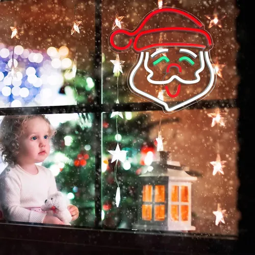 Miniatura 5 de Letrero de neón de Papá Noel, letreros de neón LED de Navidad para decoración de pared, letreros de luz de neón acrílico de Navidad con USB/Swicth