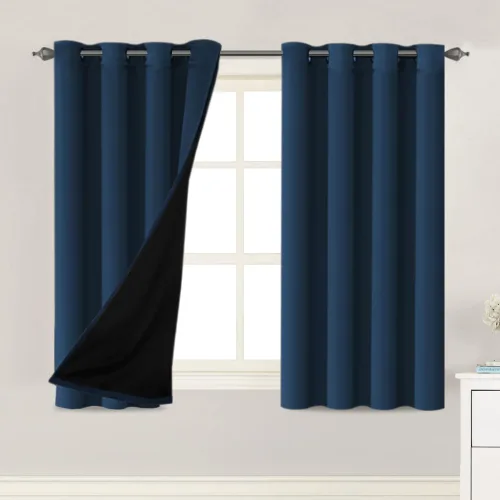 Miniatura 37 de H.VERSAILTEX Paneles de cortina 100% opacas de 45 pulgadas de largo, con aislamiento térmico, cortinas opacas con forro para dormitorio, dos capas