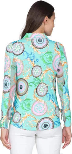 Miniatura 3 de IBKUL Athleisure Wear 48654 - Polo de manga larga con protección solar UPF 50+ Icefil Cooling Tech Debbie Print de longitud ajustable