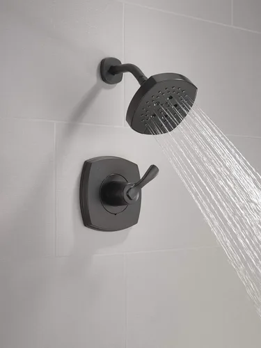 Miniatura 8 de Delta Faucet Stryke Serie 14 Juego de grifos de ducha de una sola función, cabezal de ducha H2Okinetic de un solo rociador, kit de molduras de ducha