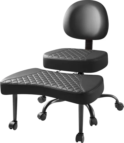 Miniatura 3 de Furmax Silla de oficina ergonómica con patas cruzadas con ruedas, silla de escritorio giratoria de 360° con altura ajustable y reposapiés para TDAH