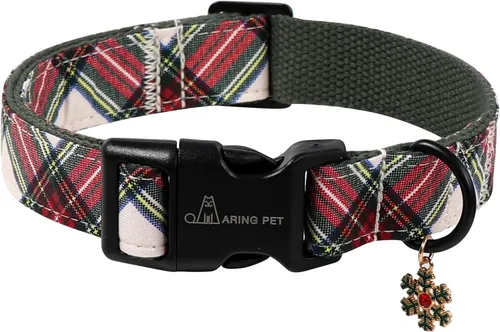 Miniatura 10 de ARING PET Collar de Navidad para perros, lindos collares de mascotas a cuadros rojos y negros con hebilla de liberación rápida para cachorros