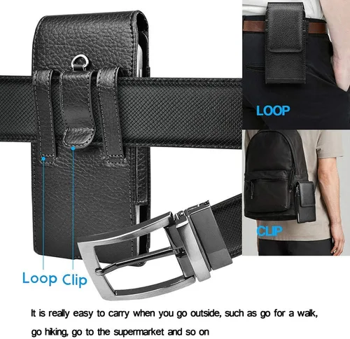 Miniatura 6 de Funda de cuero para iPhone 17 Pro, Samsung, Motorola, Xiaomi, funda de protección Huawei, funda de protección para teléfono con hebilla de cinturón