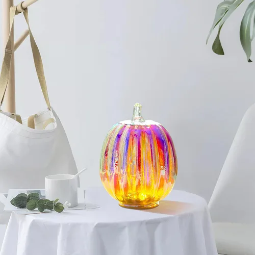 Miniatura 4 de Romingo Luz de calabaza de cristal de mercurio con temporizador para decoraciones de calabaza de Halloween, decoración de otoño y Acción de Gracias