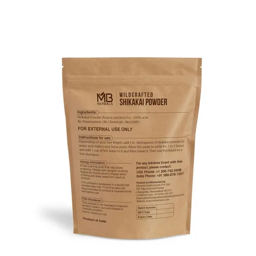 Miniatura 2 de MB Herbals Polvo Shikakai puro 3.53 oz 3.5 oz 100% puro Acacia concinna Powder - Limpiador y acondicionador natural para el cabello