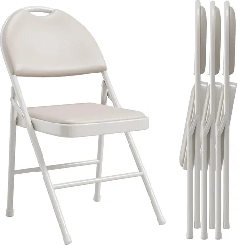 coucheta Paquete de 4 sillas plegables negras, juego de 4 sillas plegables con asientos acolchados, sillas de comedor plegables de piel sintética