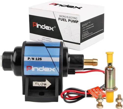 Pindex Bomba de combustible eléctrica 12s Bomba de combustible de gasolina 4-7 PSI 35 GPH 5/16 pulgadas Salida de entrada universal Bomba autocebante