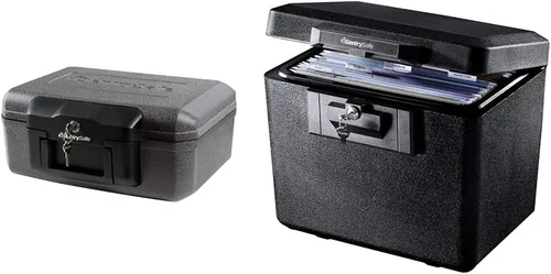 SentrySafe Caja ignífuga 1200 con cerradura de llave, 0.18 pies cúbicos, color negro y caja ignífuga 1170 con cerradura de llave de 0.61 pies