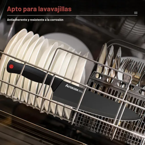 Miniatura 7 de Astercook - Juego de cuchillos de 15 piezas para cocina con bloque, juego de cuchillos de cocina aptos para lavavajillas con bloque afilador