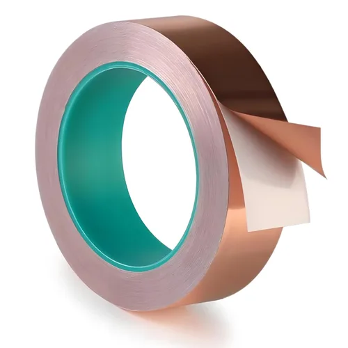 Cinta adhesiva de cobre de 1 pulgada x 50 pies, cinta adhesiva de lámina metálica doble conductora para blindaje EMI/RFI, manualidades de bricolaje,