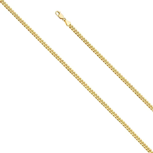 Miniatura 2 de Wellingsale Cadenas de eslabones cubanos Miami de oro hueco de 14 quilates (opciones de selección)