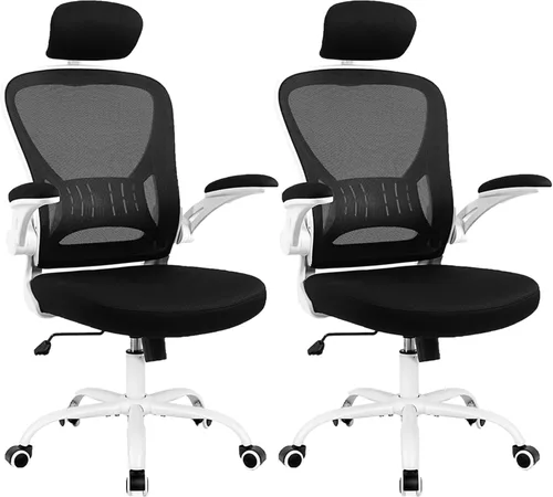Miniatura 9 de Silla de oficina ergonómica de escritorio, cómoda altura ajustable con ruedas, soporte lumbar de malla giratoria para computadora, silla de oficina