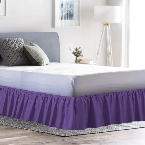 Miniatura 12 de Falda de cama individual negra para falda de cama con volantes con caída de 16 pulgadas, tela de tres lados ajustable con volantes suaves y sedosos
