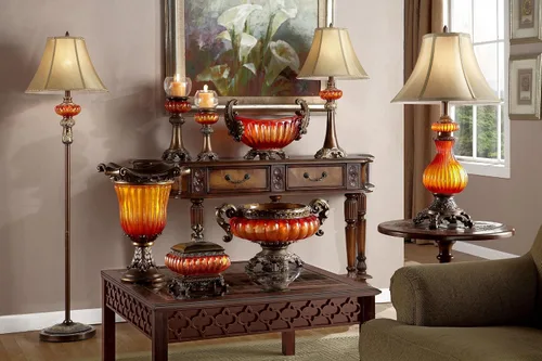 Miniatura 2 de OK Lighting OK-2856A - Florero ámbar dorado de 20 pulgadas de alto
