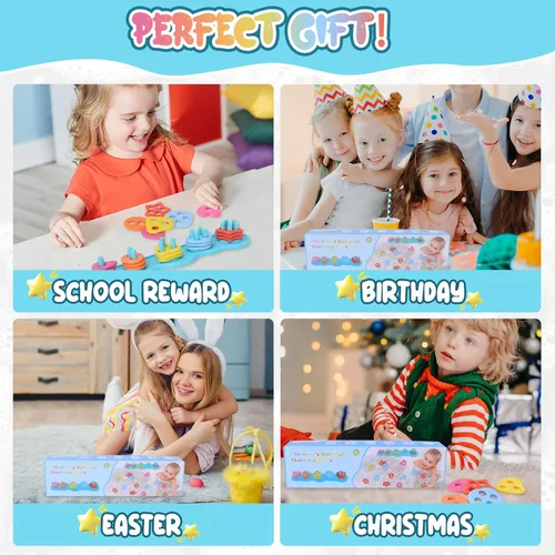 Miniatura 6 de Juguetes de baño para bebés, juego de juguetes de baño de silicona sin moho para clasificar y apilar con 20 piezas flotantes texturizadas, diseño