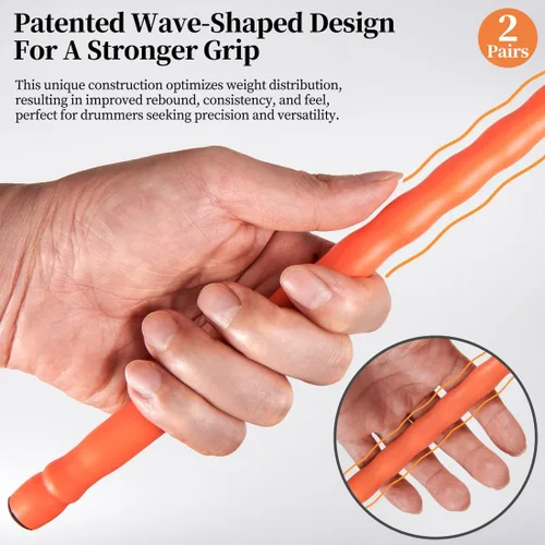 Miniatura 3 de Baquetas de batería 5a paquete de 2 baquetas de fibra de carbono naranja