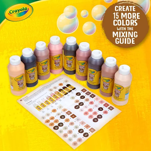 Miniatura 3 de Crayola Colors Of The World - Pintura lavable, 8 onzas (9 unidades), pintura a granel en tono de piel, suministros de arte y manualidades