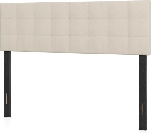 Miniatura 27 de Giantex Cabecero tapizado de lino para marco de cama Full y Queen, cabecero capitonado con botones de ancho ajustable solamente con patas de madera