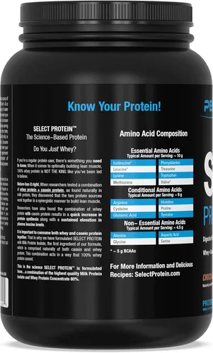 Miniatura 8 de PEScience Select Protein Powder, mezcla de suero y caseína, proteína limpia en polvo para mujeres y hombres, baja en calorías, baja