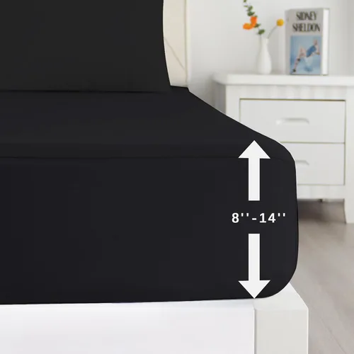 Miniatura 2 de Biloban Juego de sábanas ajustadas para cama individual de 2 piezas, solo sábanas ajustadas con bolsillo profundo de hasta 14 pulgadas, sábana