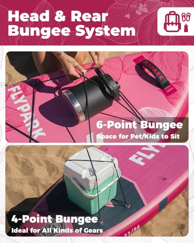 Miniatura 6 de Flypark 11'x34 Inflatable Paddle Boards, Extra Wide SUP for 420lbs/3Adults, Yoga Stand Up Paddle Board, 110L Backpack, 15 D-Rings, Shoulder Strap