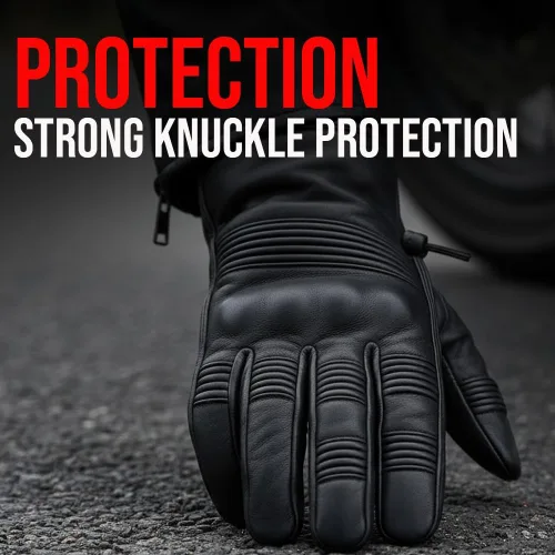 Miniatura 8 de Jackets 4 Bikes Guantes de cuero para motocicleta para hombres y mujeres, pantalla táctil, acolchado de gel, protección de nudillos y palma, guantes