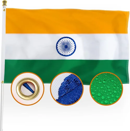 XIFAN Bandera india prémium de 3 x 5 pies, para exteriores, grande, de doble cara, resistente, nailon 210D, bordado, bandera india nacional y país,