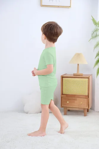 Miniatura 6 de GUISBY Pijama corto suave de rayón para bebés, niños y niñas, conjunto de 2 piezas