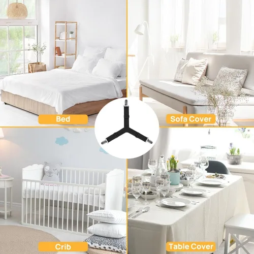 Miniatura 7 de FGY Correas de sábanas ajustables con clips de metal para ropa de cama de mantel