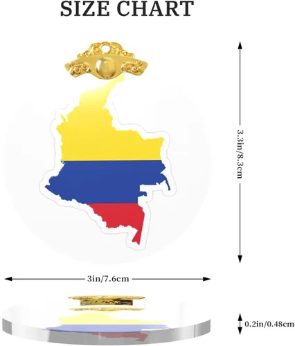 Miniatura 4 de Colgante redondo de cristal con diseño de mapa de bandera de Colombia con detalles dorados y plateados para colgar la decoración del árbol