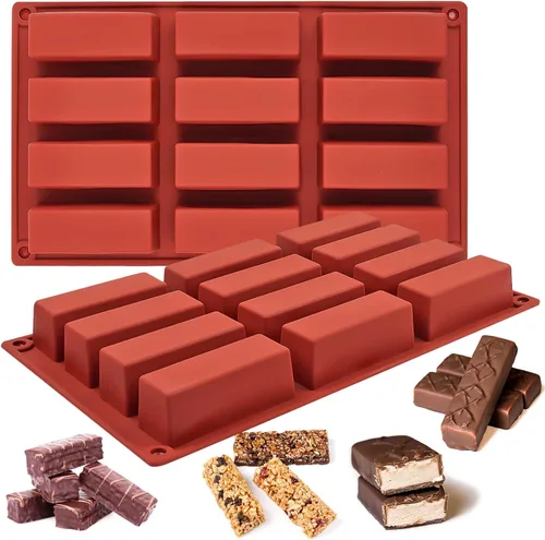 Miniatura 4 de JOERSH Molde de barra de granola, molde rectangular de silicona para barra de caramelo profundo para hornear barras energéticas de chocolate
