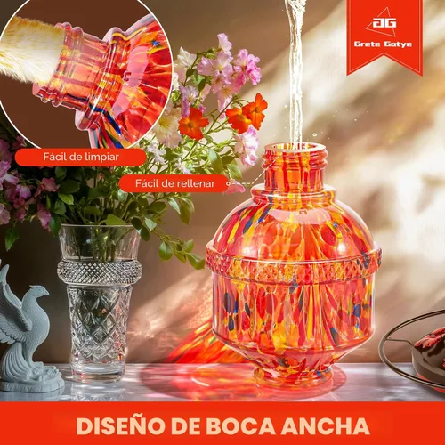 Miniatura 5 de Comederos de vidrio soplado para colibríes para exteriores, comedero de néctar para pájaros silvestres de 25 onzas con percha y 5 puertos