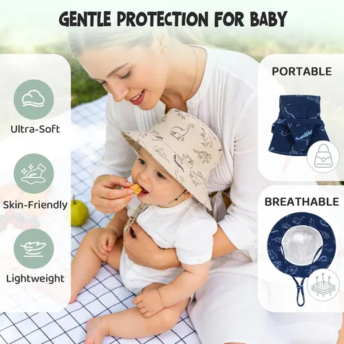 Miniatura 5 de Durio Sombrero para el sol para bebé, sombrero de playa de verano, UPF 50+, protección solar, sombreros para niños, regalos para niños y niñas