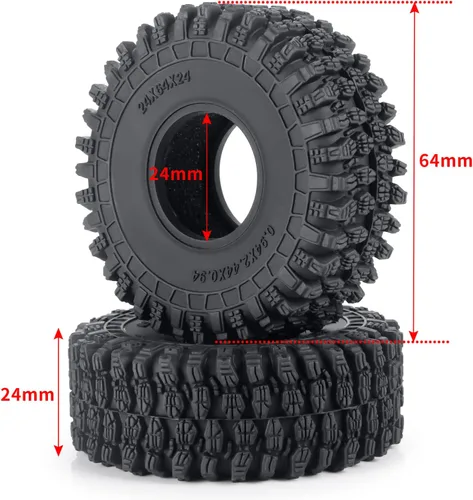 Miniatura 5 de RCHUBAM 4 unidades de 1.0 "neumáticos de goma de 2.520 in para 1/18 TRX4M Axial 1/24 SCX24 Deadbolt RC Crawler Car