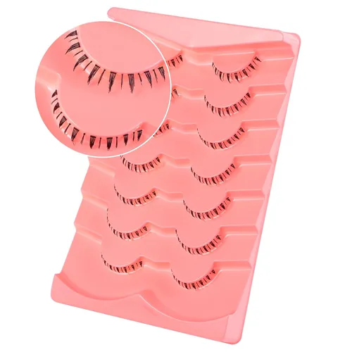Miniatura 3 de 7 pares de pestañas inferiores con banda transparente, aspecto natural, estilo manga japonés, con pinchos, anime, pestañas inferiores dramáticas A01