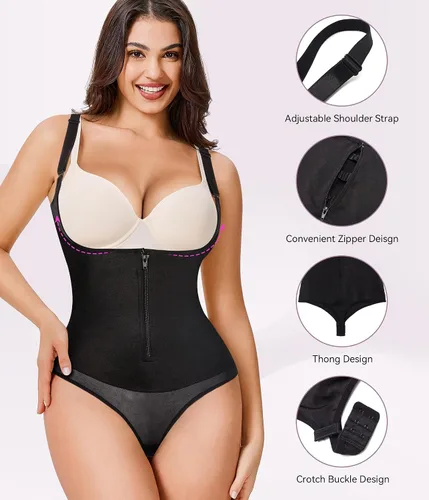 Miniatura 2 de YERKOAD Fajas moldeadoras de látex para mujer, moldeador de cintura de cuerpo completo, fajas colombianas con cremallera y corsé de busto abierto