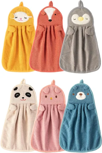 Miniatura 8 de BATTILO HOME Paquete de 4 toallas de mano para niños para baño, toallas de baño con lazo para colgar, toallas de mano de microfibra para cocina