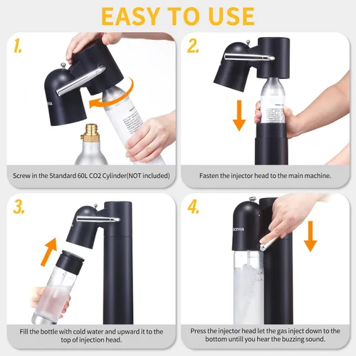 Miniatura 6 de Máquina de agua con gas, dispensador de bebidas para el hogar, máquina de transmisión de refrescos con botellas sin BPA (1 L+0.5 L)