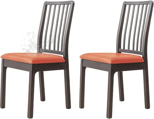 Miniatura 10 de Dimatic Juego de 2 fundas de asiento para silla, de piel sintética, impermeables, fundas elásticas para sillas de comedor, fundas protectoras