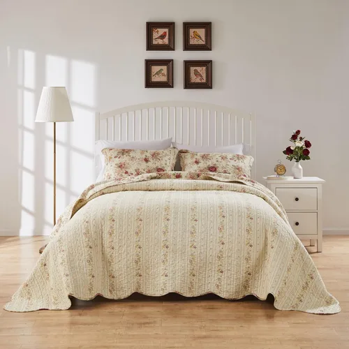 Miniatura 4 de Greenland Home Antique Rose Juego de ropa de cama tamaño jumbo de 100% algodón, colcha de 120 pulgadas de ancho x 118 pulgadas de largo con 2 fundas