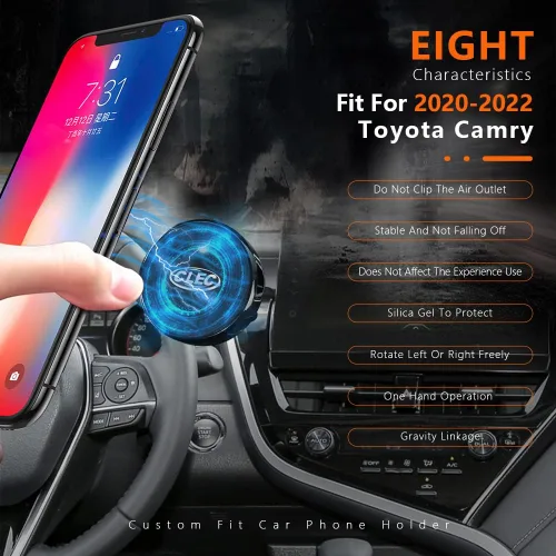Miniatura 2 de BEERTE Soporte de teléfono para automóvil para Toyota Camry 2021-2024, fuerte soporte magnético para teléfono, rotación de 360 °, ventilación