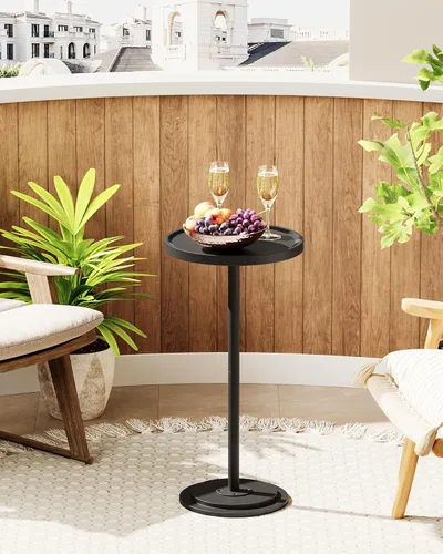 Miniatura 4 de CHOEZON Mesa auxiliar redonda pequeña, mesa de bebidas para espacios pequeños, mesa auxiliar de pedestal Martini, base gruesa, para sala de estar