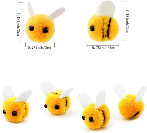 Miniatura 2 de SaktopDeco 28 piezas de fieltro de lana de abejas para manualidades, decoración de felpa de abeja para abeja, decoración de revelación de género