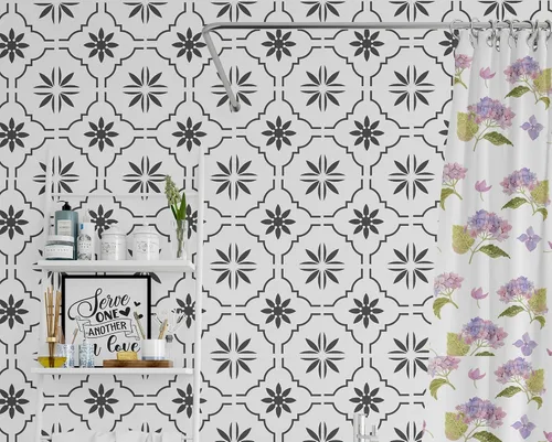 Miniatura 5 de Juego de 16 plantillas de azulejos españoles (8 x 8 pulgadas) patrones auténticos para suelo y pared, plantillas de azulejos reutilizables