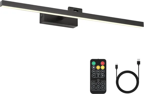 Miniatura 8 de Joosenhouse Luz para Cuadros Inalámbrica Operada por Batería Luz de Galería con Control Remoto Luces de Pared Recargables Negras 15.35" Regulable
