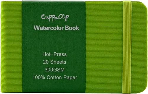 Miniatura 15 de CuppaClip Papel de acuarela de algodón prensado en caliente con bolsillo interior, cuaderno de bocetos de acuarela, diario como cuaderno de viaje