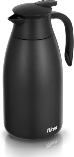 Tiken Jarra térmica de café de 85 onzas, jarra de café aislada al vacío de acero inoxidable para mantener el calor, dispensador de bebidas de 2.5