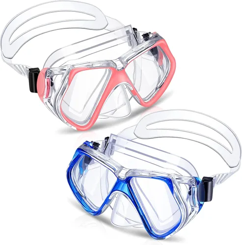 Miniatura 10 de Weewooday 2 gafas de natación para adultos con cubierta para la nariz, antiempañamiento, máscara de buceo, visión amplia, sin borrosidad, vidrio