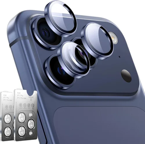 LK Protector de lente de cámara para iPhone 17 Pro/17 Pro Max [Top 9H+ Grado Militar A Prueba de Roturas] Instalación de Un Clic, Ultra-Resistente